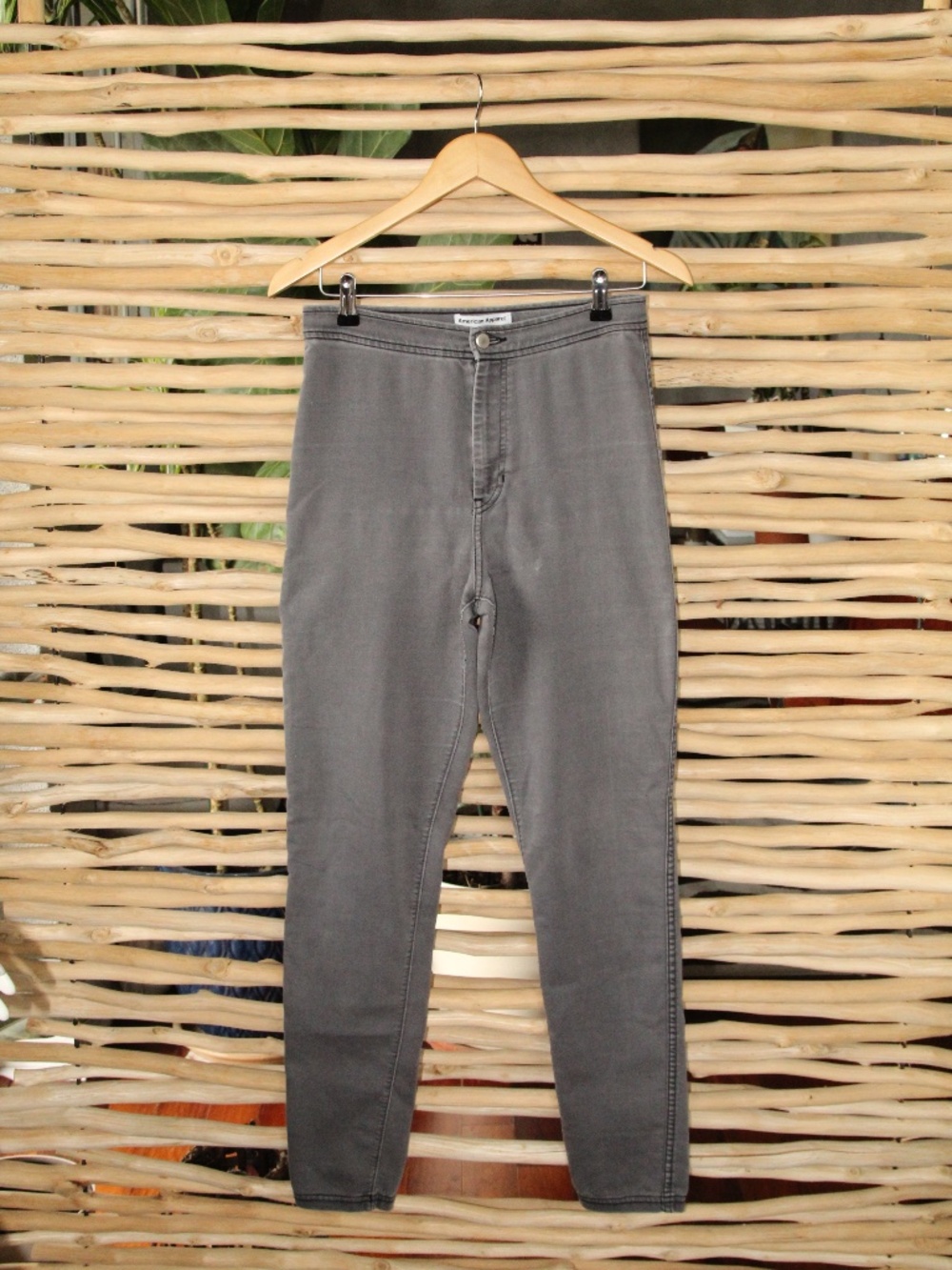 American Apparel Gently Used High-Waisted Skinny Stretch Light Gray Easy Jeans